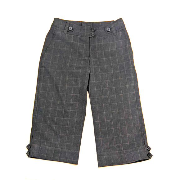 Womens H&M Plaid Pedal Pusher Pants Waistband Invisible Pockets Gray Y2K Size 6 - Picture 5 of 10